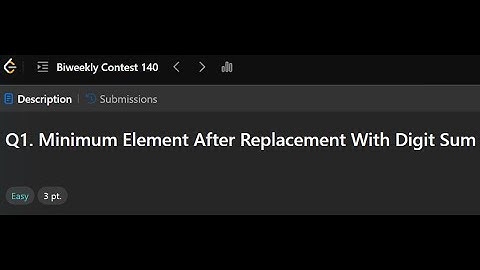 Q1. Minimum Element After Replacement With Digit Sum | Biweekly Contest 140 | Leetcode Solution