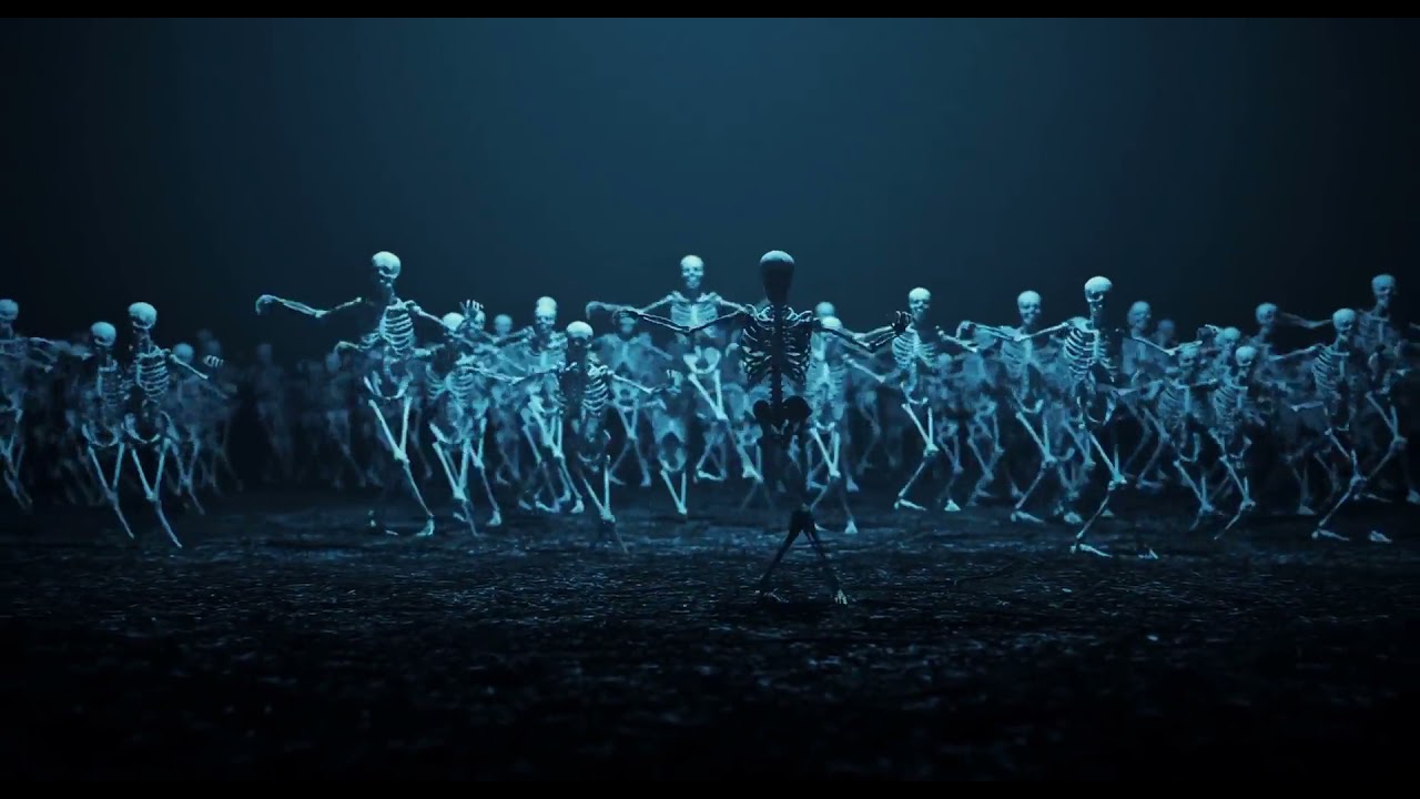 Halloween - Large Group of Skeleton Dancing