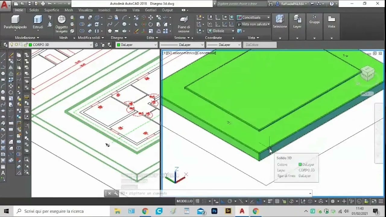 E1   Impariamo l'uso di AutoCad tridimensionale  - Lezione 1