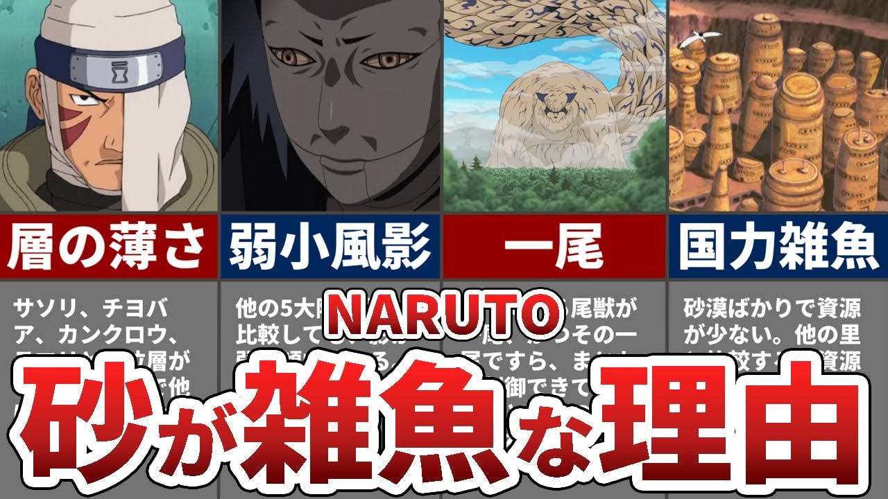 NARUTO】なぜ砂隠れの里は最弱なのかを考察【ナルト解説】 - YouTube