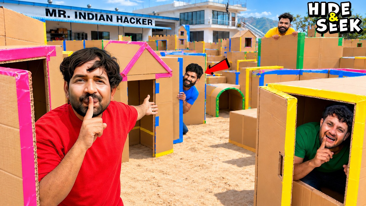 Hide & Seek Challenge With Team 🔥 - But In Cardboard Boxes !!!