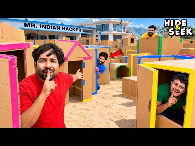 Hide & Seek Challenge With Team 🔥 - But In Cardboard Boxes !!!