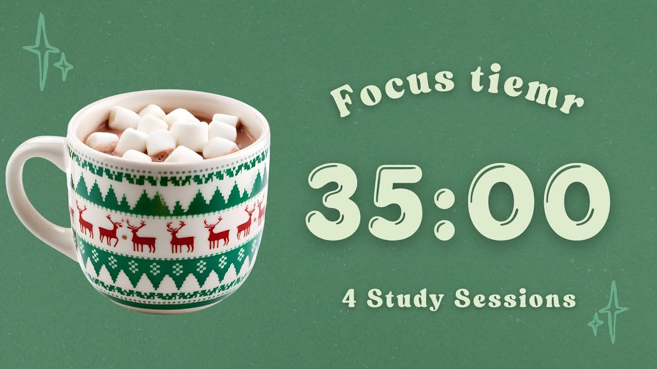 3 Hour 35/10 Pomodoro Timer | ☕ Hot Chocolate & Marshmallows Winter Study | Deep Focus | Lofi Music