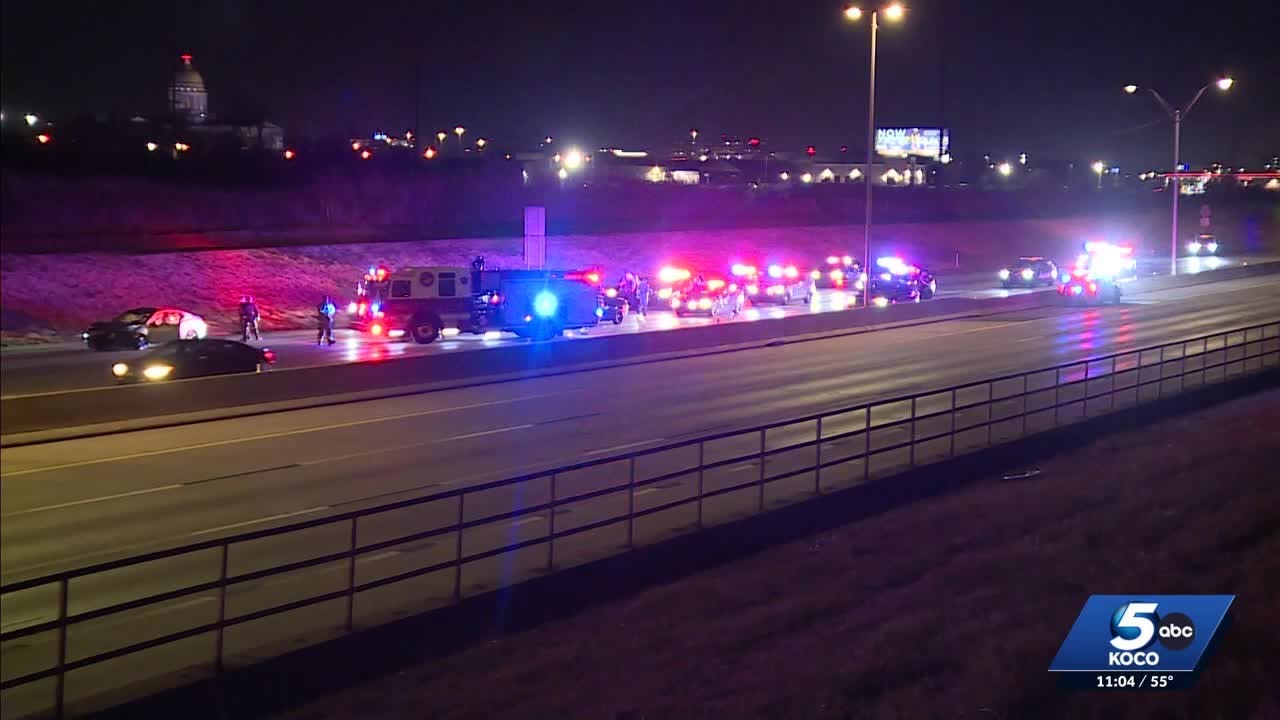 Man arrested after swerving at trooper during chase on I-235 in northeast OKC, police say