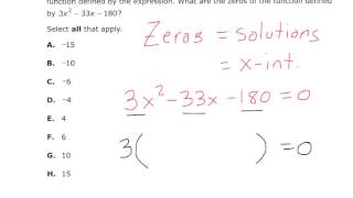 PARCC EOY practice Algebra 1 test question #12