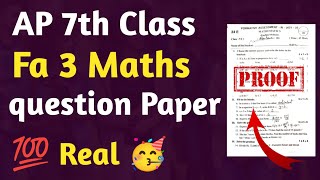 ap 7th class fa3 maths question paper 2024-2025 ||7th class fa3 maths exam paper Maths questionpaper