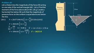 FLUID PRESSURE on PLANE SURFACES, Example 28