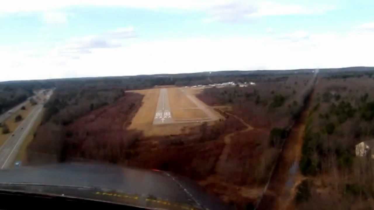 SF 260 Marchetti landing at Mansfield on a gusty day