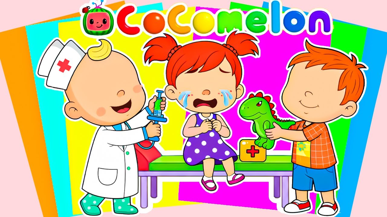 【Paper DIY】Decorate Sticker Book Cocomelon with Doctor JJ Treating Scared Yoyo As Nico Comforts Her!