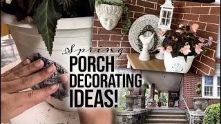 Front Porch Makeover (French Country Vintage) Thrifty Porch Decorating Ideas + Flower Pot Projects!
