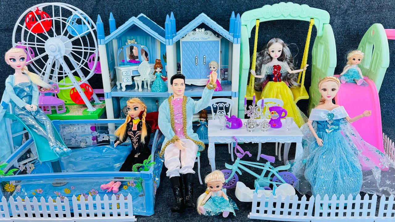 11 Mins Satisfying With Unboxing Cute Frozen Princess Dream House |Pool Party Play Set | Toys ASMR