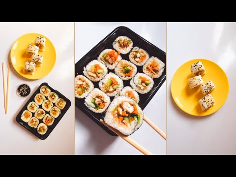 إزاي تعملي الكيمباب الكوري بدون أوارق النوري وبالطريقه الاصليه كيمباب بحشوة دجاج بمكونات متوفرة 