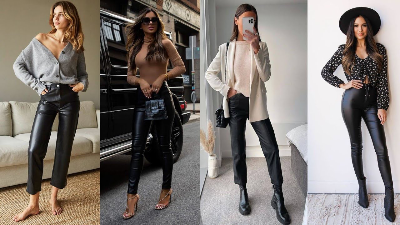Very Attractive And Stretchy Faux Tight Leather Pants Outfit ideas for  women's 
