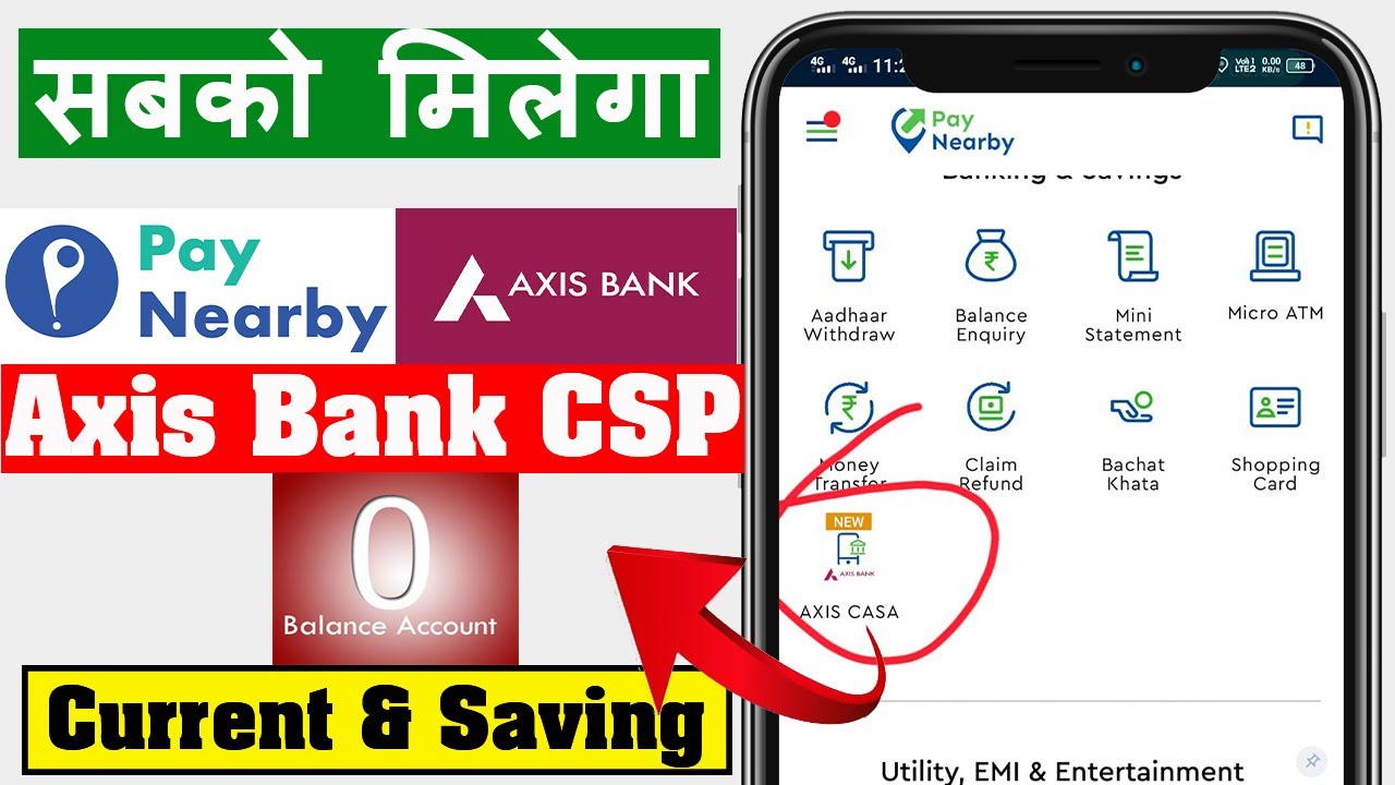 Paynearby Axis bank current account opening Live Axis CASA 0 Balance Current And Saving