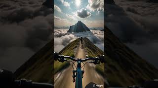 Extremely Fast bike Chase DownHill. #mountains #speed #fast #cycling #sky #weather #mountainbike