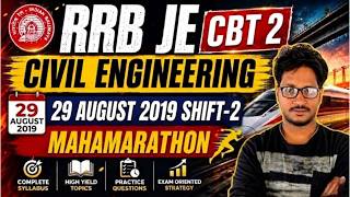 RRB JE CBT-2 2025 Civil Engineering Marathon 🔥 | 29  August Shift- 2 Questions + Solutions