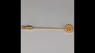 ESTATE - 14K Yellow Gold Flower Pin With Diamond Accent