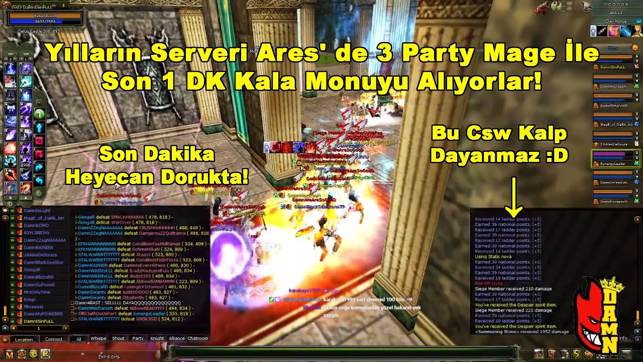 Yılların Serveri Ares' de 3 Party Mage İle Son 1 DK Kala Monuyu Alıyorlar! | Knight Online