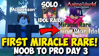 Day 3: Getting My First MIRACLE RARE + Soloing Idol Raid in AWTD! | F2P Noob To Pro