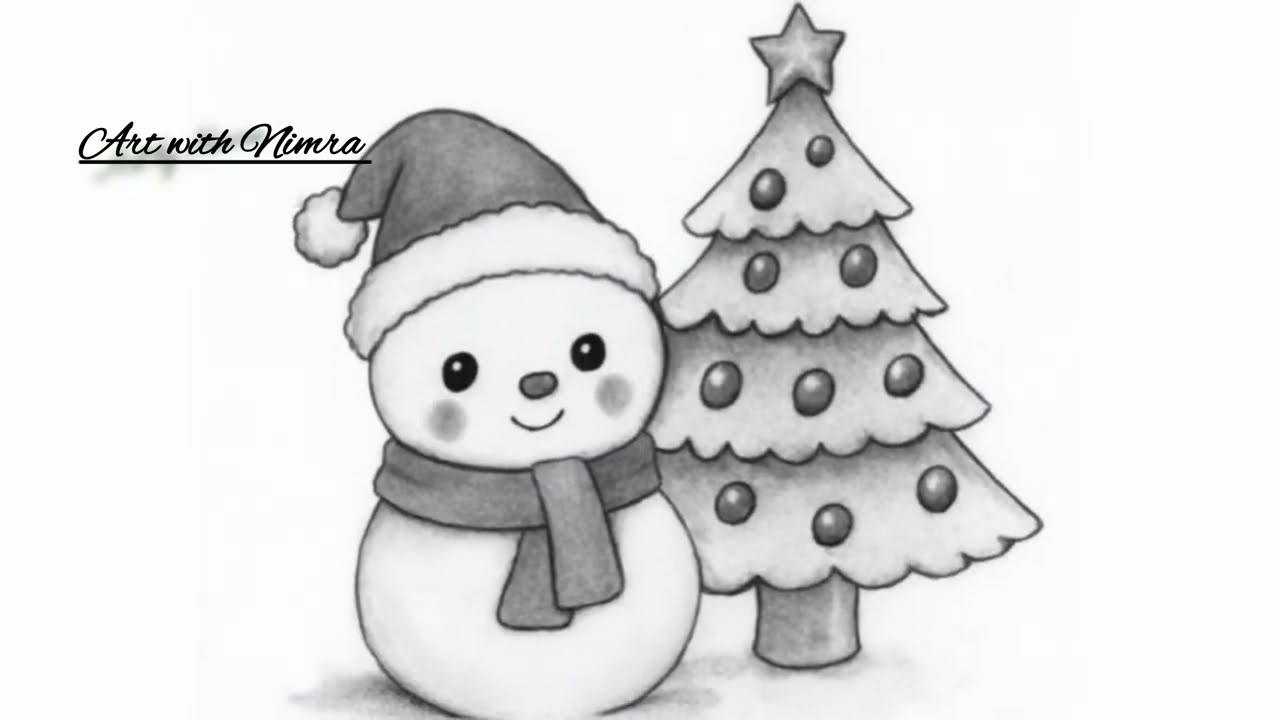 How to Draw a Cute Snowman Step by Step | Easy Winter Drawing for Beginners