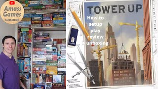 How to play Tower Up board game review unboxing setup Monolith games AmassGames Manhatten  BGA