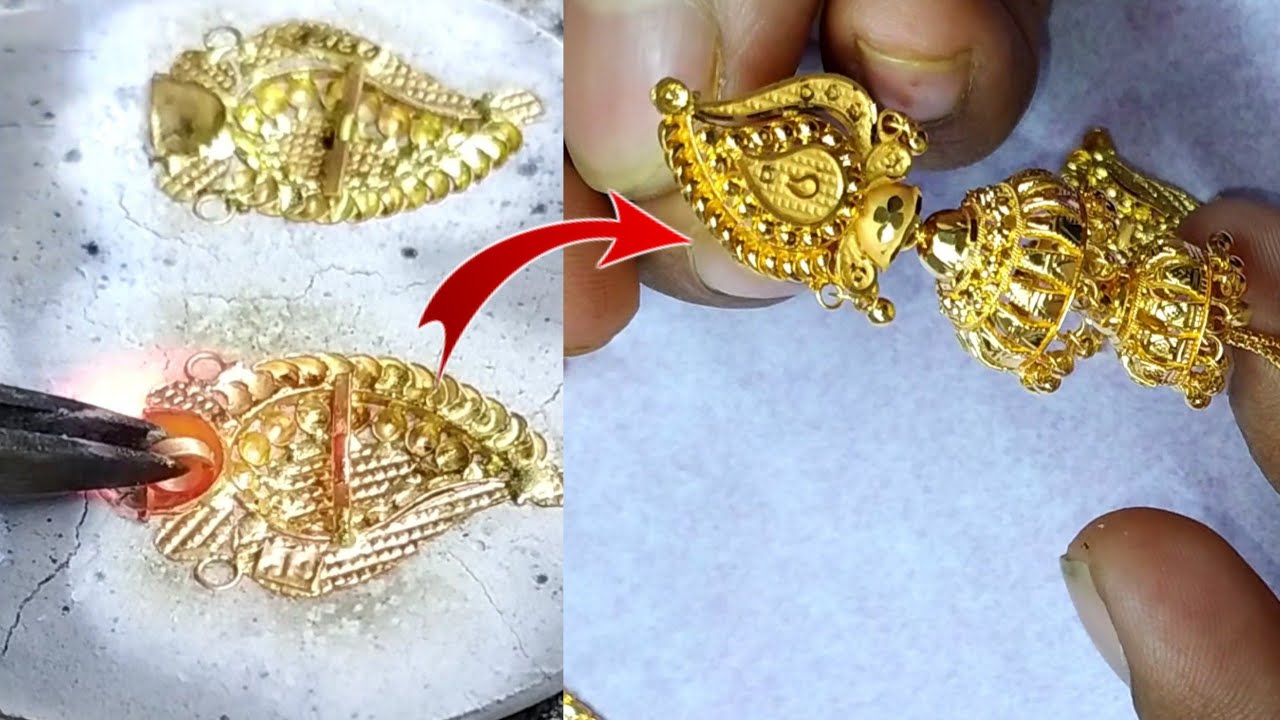 22kt gold Tops making How to make jhumka and taps Gold jewellery