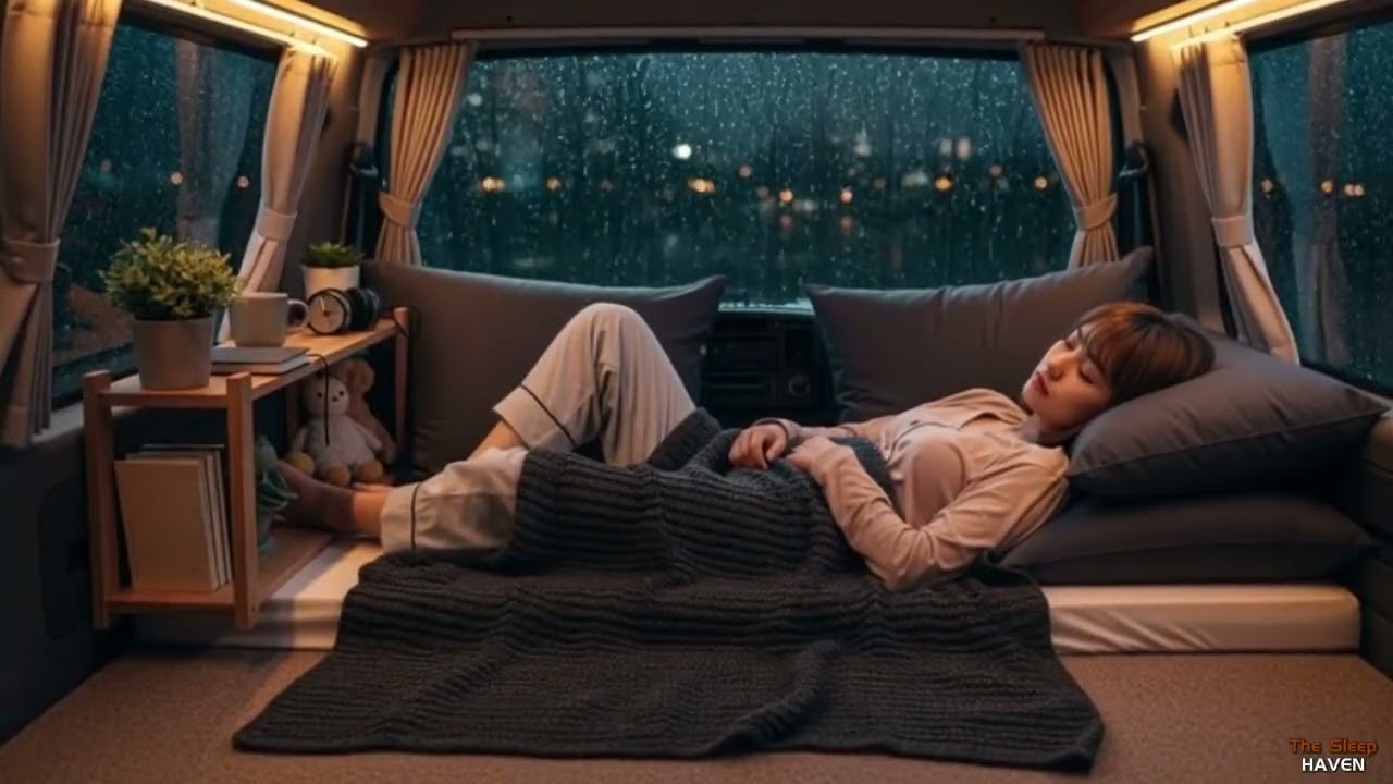 Fall Asleep in 3 Minutes with Heavy Rain and Powerful Thunder in the Car at Night