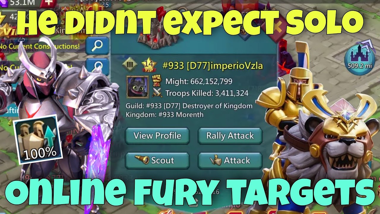 Lords Mobile - SOLO everyone under 600m might! Only online targets and TRAPS. 500k is not a joke