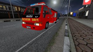 ISUZU ELF Giga NKR71 DUAL Cabin Fire Truck Responding Mod BUSSID By: EFMODS screenshot 4