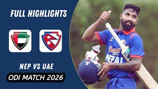 NEPAL VS UAE ODI MATCH HIGHLIGHTS 2026 | NEP VS UAE