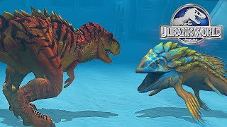 TYRANNOSAURUS REX VS LEEDSICHTHYS - JURASSIC BATTLE || JURASSIC WORLD THE GAME screenshot 4