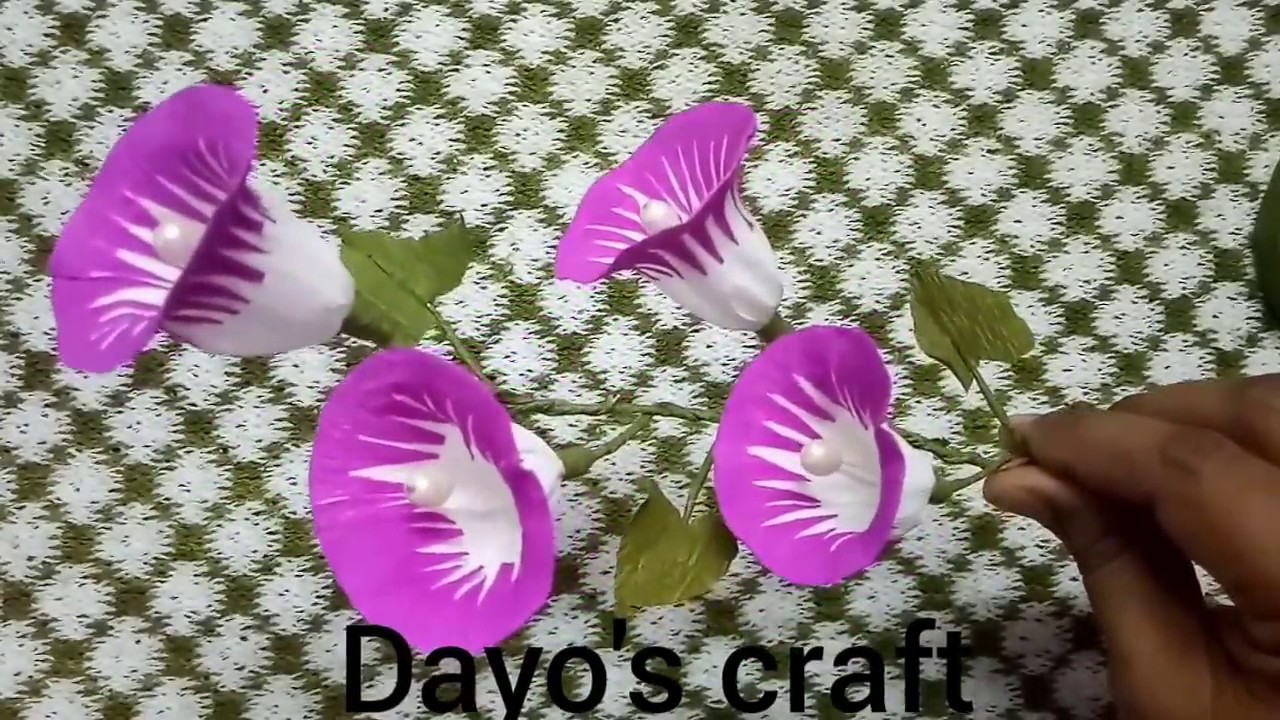 How to make morning glory paper flower from crepe paper YouTube