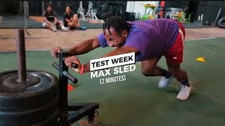 Coaches Test Week: Max Sled Push (2 minutes) #gym #training #test