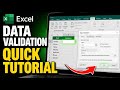 How to create data validation tools with Excel - Quick Tutorial