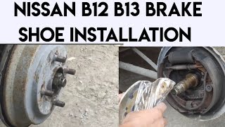 brake rear shoe pads nissan b12 b13 b14 how to drum replace