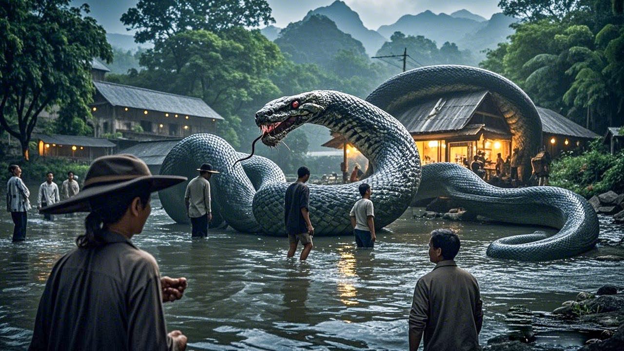 變異巨蛇夜襲人類村莊，村民紛紛磕頭祈禱，下一秒所有人被吞！