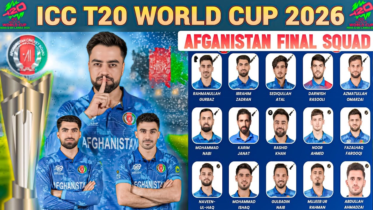 ICC T20 World Cup 2026 Afghanistan Squad| Afghanistan Final Squad |World Cup 2026 Afghanistan Squad 