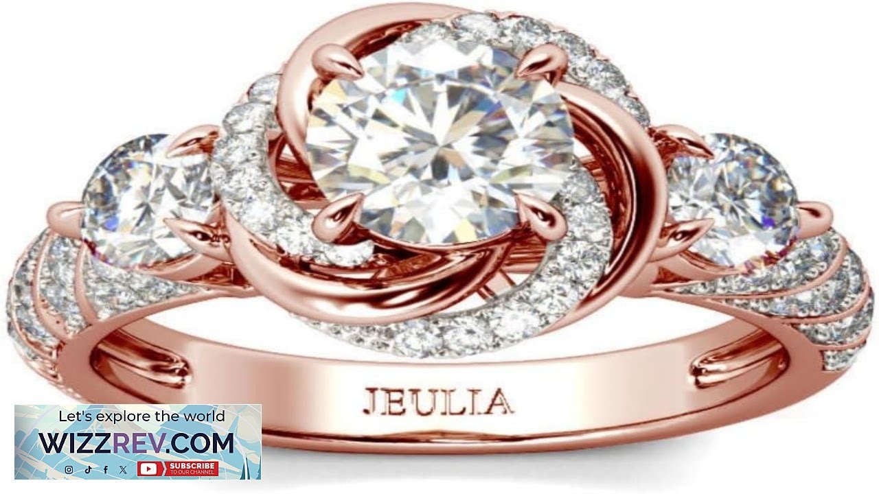 Jeulia Moissanite Engagement Ring for Women Classic Solitaire Halo Rose Gold