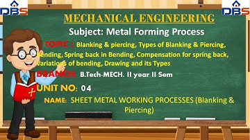 Blanking And Piercing | Metal Forming Process | Mechanical Engineering | Online Education | DBS