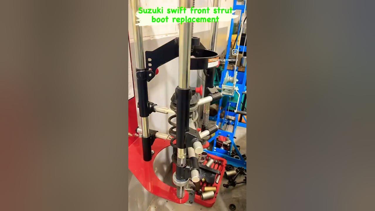 Suzuki Swift strut boot replacement front strut dust boot removal how