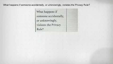 What happens if someone accidentally, or unknowingly, violates the Privacy Rule?