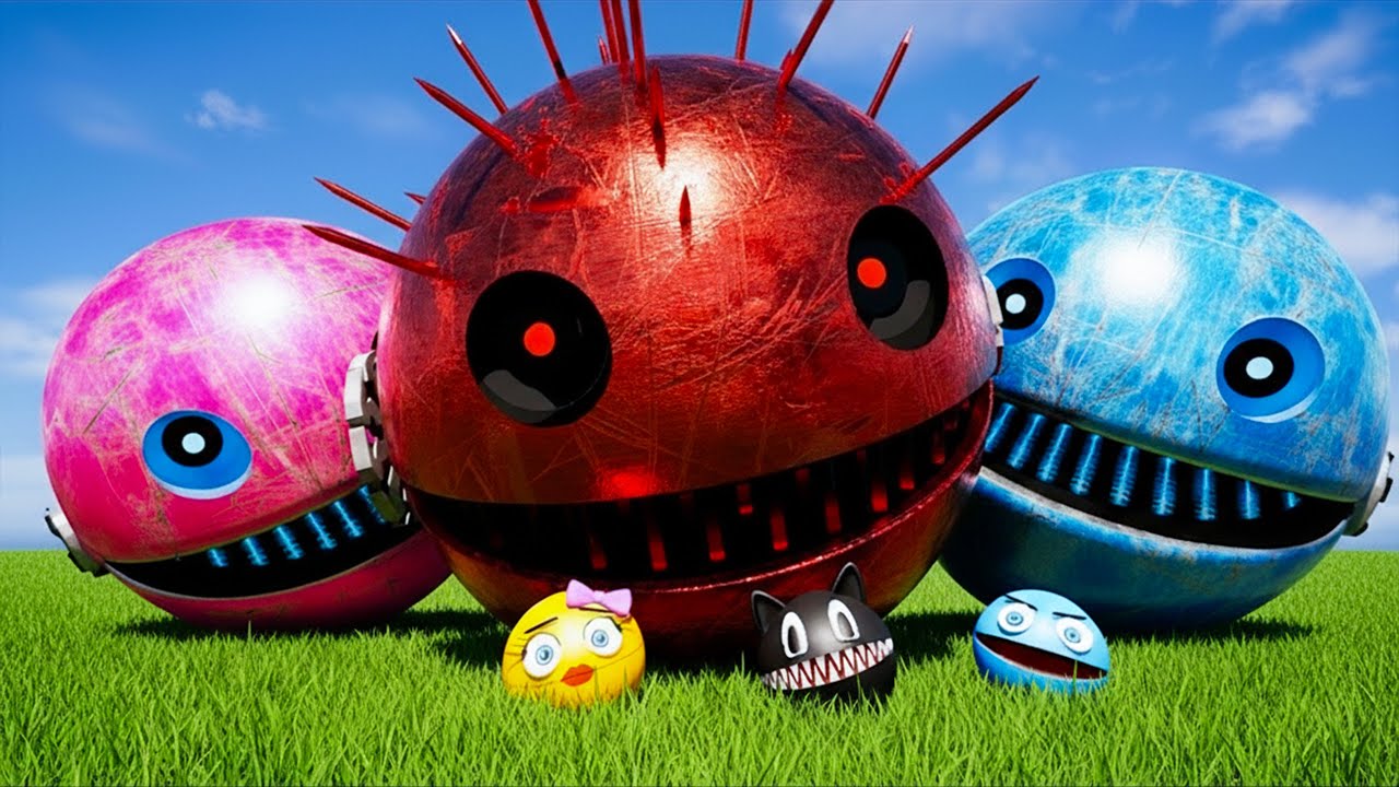 MS-PACMAN AND RED - PACMAN VS CAROON CAT AND MANY MONSTER ROBOTS | Pacman Family