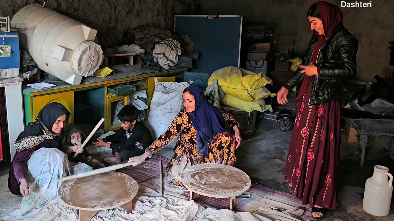 Leila went to Fatimah's house and together they baked some delicious local bread.