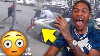 HE USED A GLOCK WITH A SWITCH TO FACE-SHOT HIS OPPS AFTER THEY CHASED HIM OFF THE BLOCK ( REACTION )