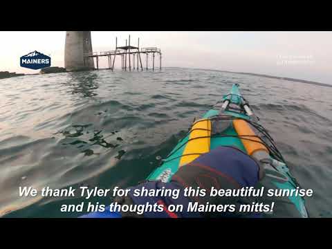 Mainers Extreme Winter Mittens Kayaking in Casco Bay, Maine