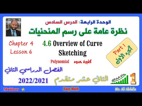 4-6 Overview of Curve Sketching Part 1  نظرة عامة على رسم المنحنيات - الجزء الأول