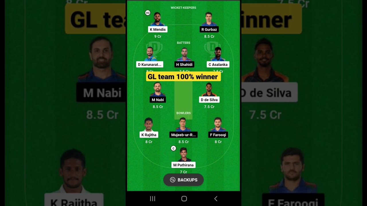 sl vs afg dream11 team today | sl vs afg dream11 prediction | 