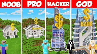 City Bank Build Battle Challenge - Noob vs Pro vs Hacker vs God - Minecraft Animation