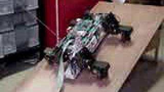 Quadruped robot hill climb demo.