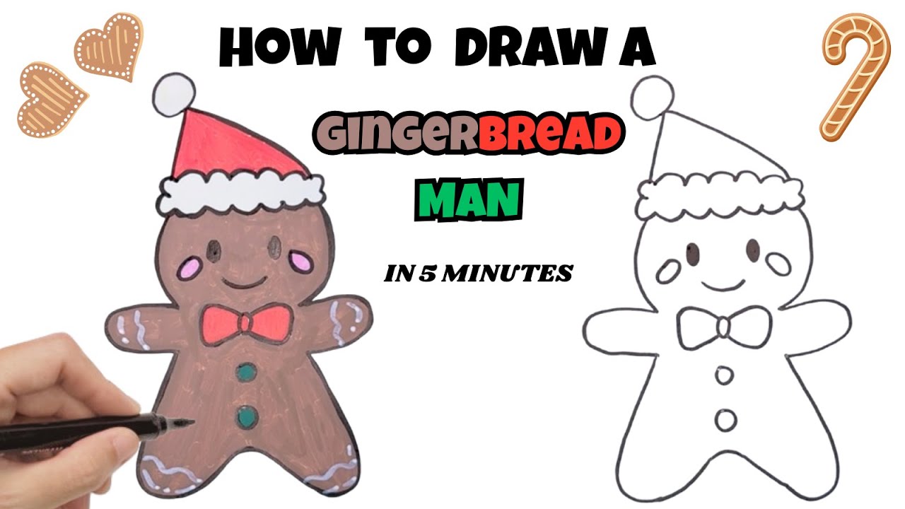 How to Draw a Cute Gingerbread Man | Step by Step - YouTube